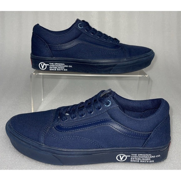 Vans ComfyCush Old Skool Triple Blue Navy Canvas Sneakers Womens 9.5/Men 8 - Picture 1 of 16